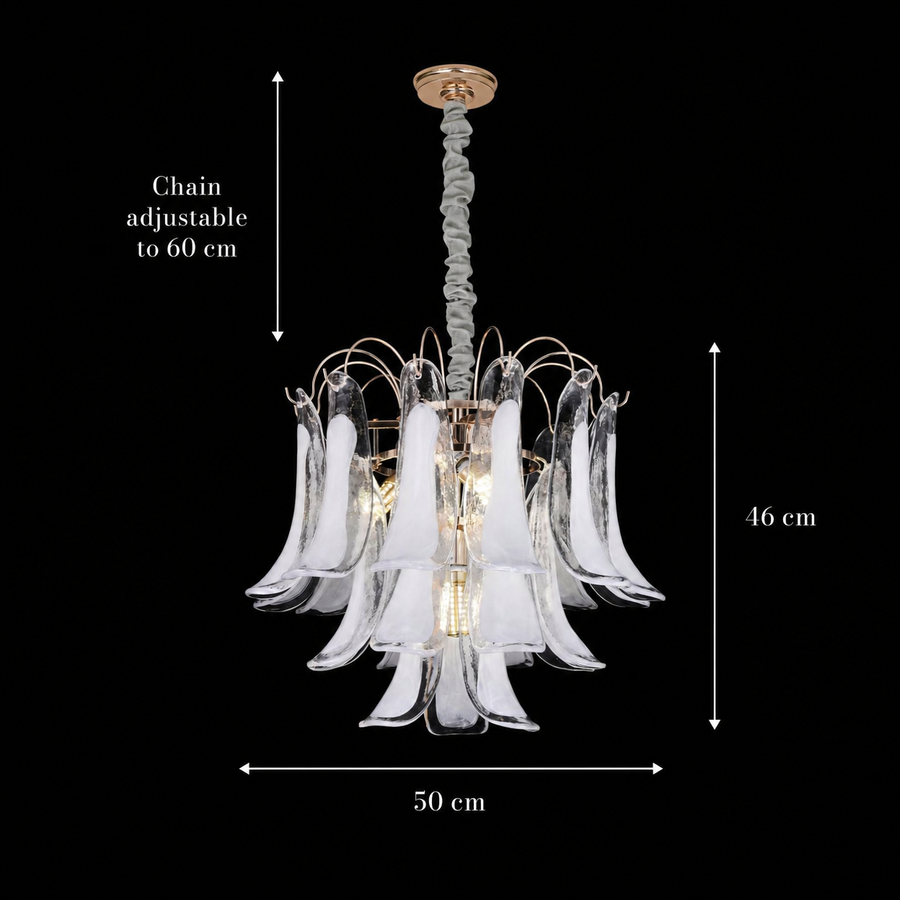 Candelabru Cristal MURANO Eleganza 4xE14, D50 cm, Alb, Inaltime Reglabila, Metal si Cristal Candelabre Cristal Default Title Alessandro Design