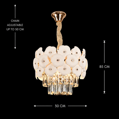 Candelabru Cristal PETAL Petito 3xE14, D30 cm, Auriu, Inaltime Reglabila, Metal si Cristal Candelabre Cristal Default Title Alessandro Design
