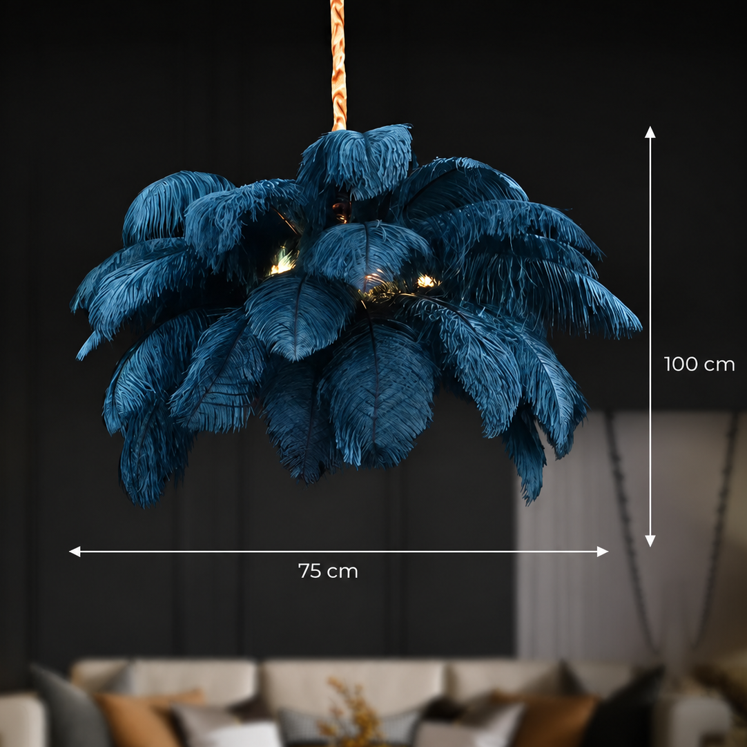 Minoss Chandelier, 8W, Cold Light 6000K, Feathers, 1xE27, Diameter 75cm, Black Modern Candelabra Default Title Alessandro Design