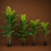 Planta Artificială Copac Tip Palmier Kentia, 3 tulpini, 17 frunze, 160 cm, Verde, cu Ghiveci