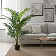 Planta Artificială Copac Tip Palmier Kentia, 3 tulpini, 17 frunze, 160 cm, Verde, cu Ghiveci