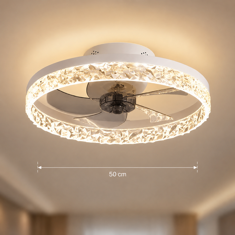 Lustra LED VEYA cu Telecomanda, 38W, D50cm, Lumina Rece/Neutra/Calda, Metal si Plastic, Alb
