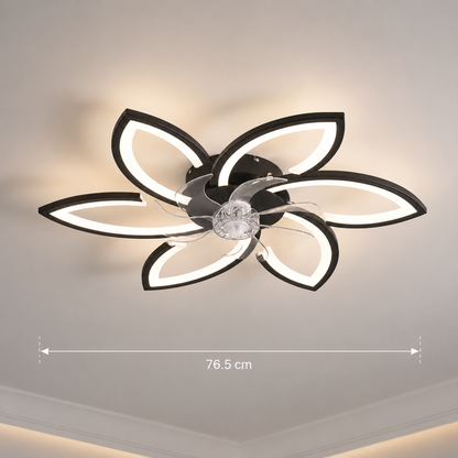 Lustra LED Ventilator ANEMO cu Telecomanda, 36W, D76.5cm, Lumina Rece/Neutra/Calda, Metal si Plastic, Negru
