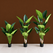 Plantă Artificială Tip Alocasia, 10 frunze, Plastic, 120 cm, Verde