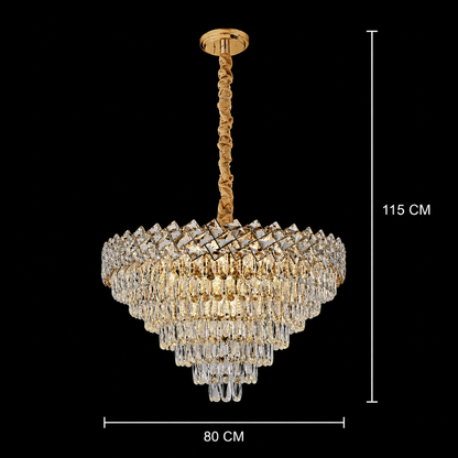 Crystal Chandelier WINDSOR Supremo 10xE14, Diameter 80cm, Shiny Gold, Adjustable Height