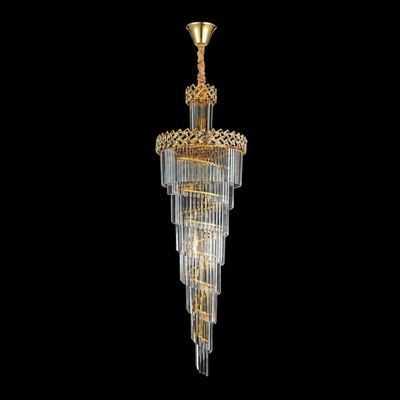 Crystal Chandelier WINDSOR Altiora, Diameter 60cm, Height 180cm, 26xE14, Shiny Gold, Adjustable Height, Elegant Design