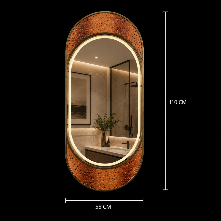 Giga LED mirror, 80x60cm, Silver, Touch, 6000K light