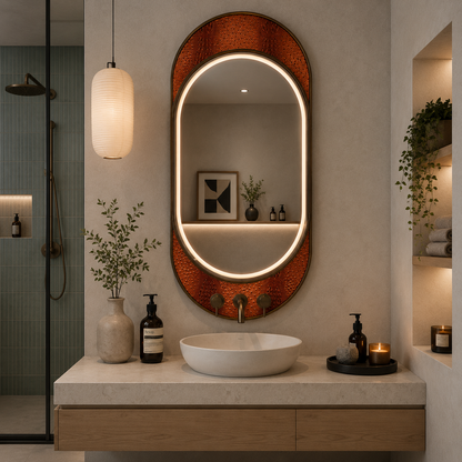 Giga LED mirror, 80x60cm, Silver, Touch, 6000K light