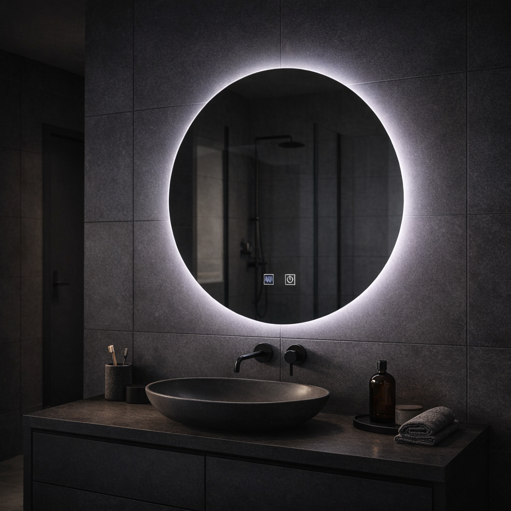 Round LED mirror, 70cm, Isolda, Touch, Demister System Mirrors Korman E Default Title Alessandro Design