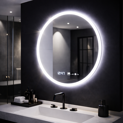Oglinda LED Rotunda 60cm Giulia Senzor MotionGlow Marcello Sistem Dezaburire Ceas & Termometru Dimabila Oglinzi Marcello Default Title Alessandro Design