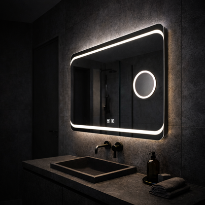 Rectangular LED mirror, 80x60cm, Stella Touch, Demisting System Mirrors Korman E Default Title Alessandro Design