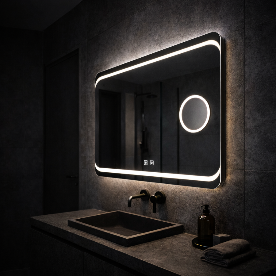 Rectangular LED mirror, 80x60cm, Stella Touch, Demisting System Mirrors Korman E Default Title Alessandro Design