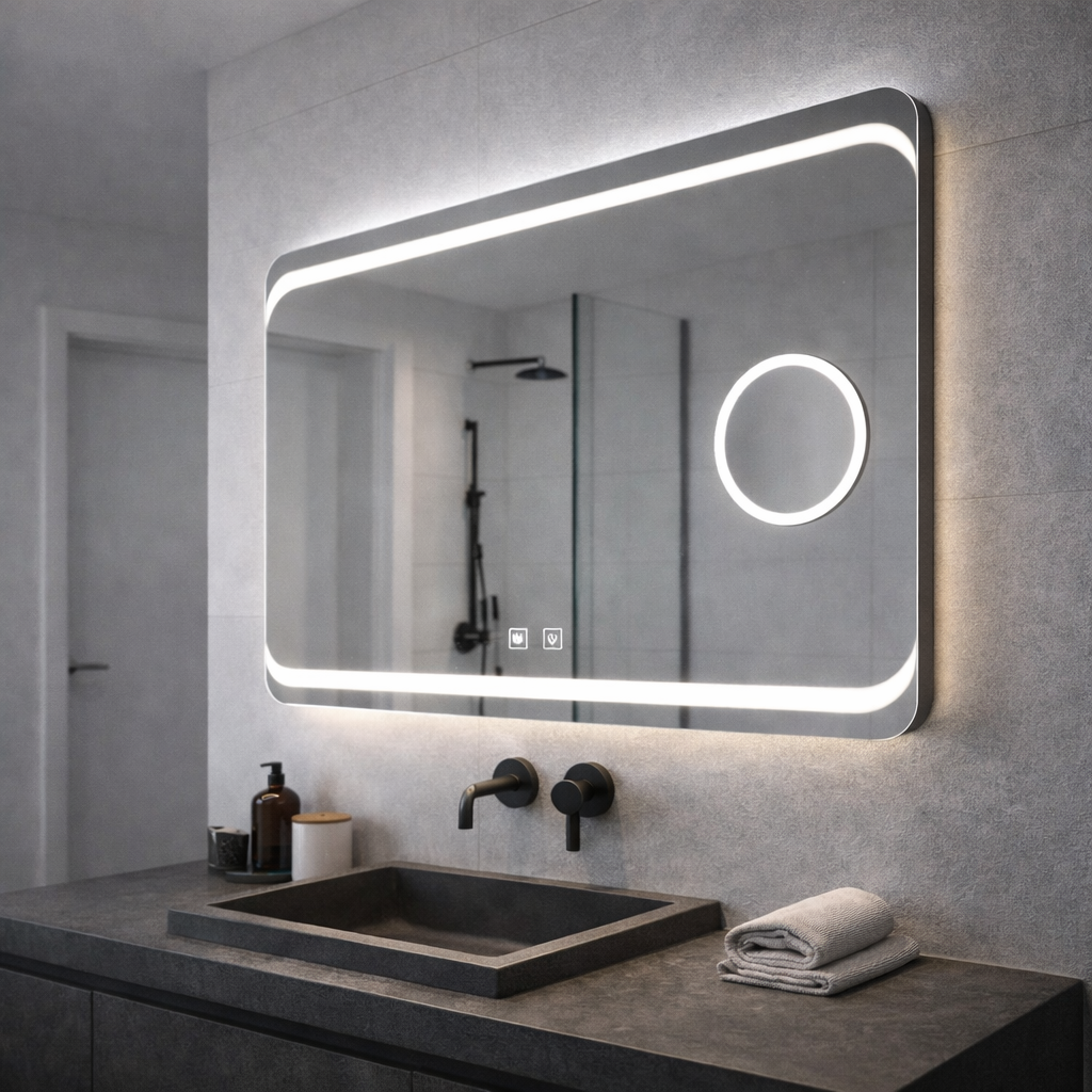 Rectangular LED mirror, 80x60cm, Stella Touch, Demisting System Mirrors Korman E Default Title Alessandro Design