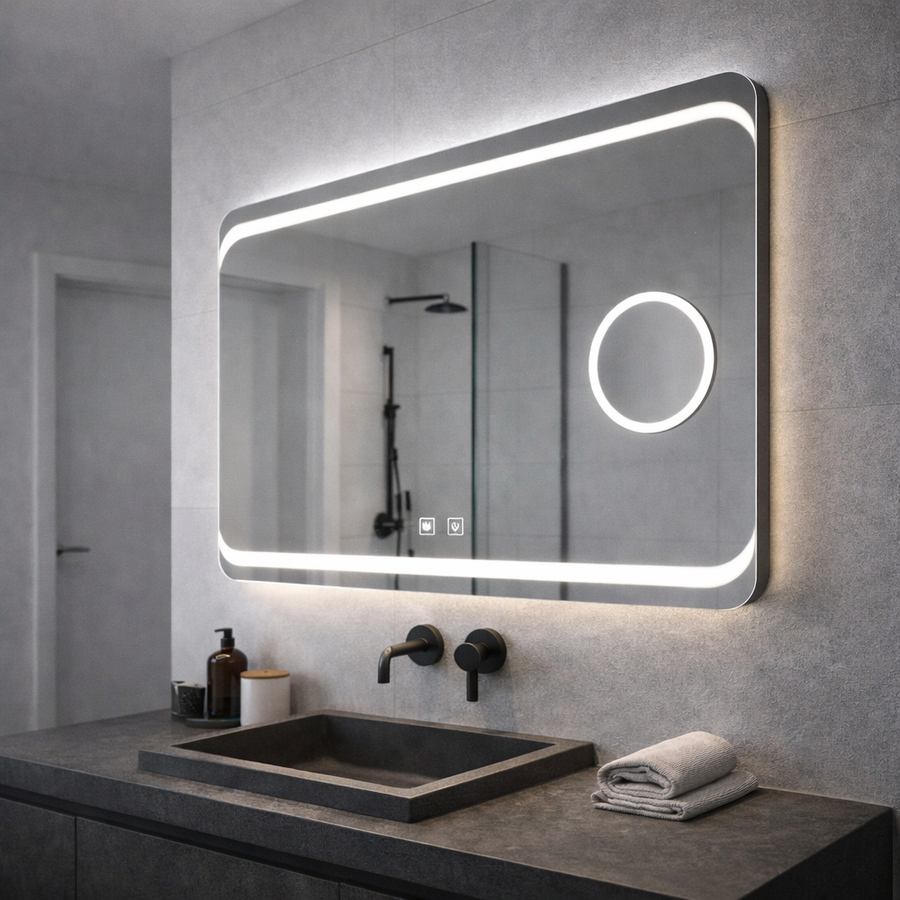 Rectangular LED mirror, 80x60cm, Stella Touch, Demisting System Mirrors Korman E Default Title Alessandro Design