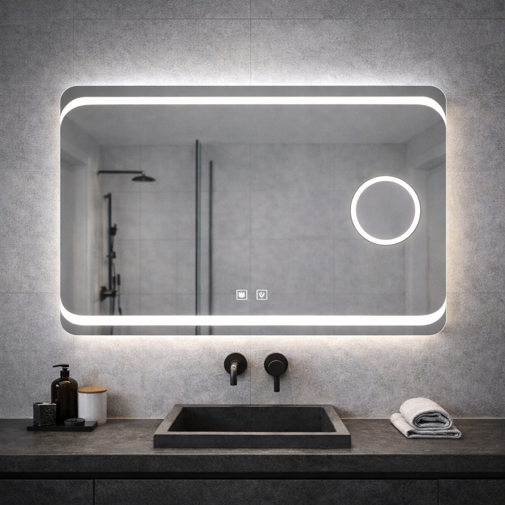 Rectangular LED mirror, 80x60cm, Stella Touch, Demisting System Mirrors Korman E Default Title Alessandro Design