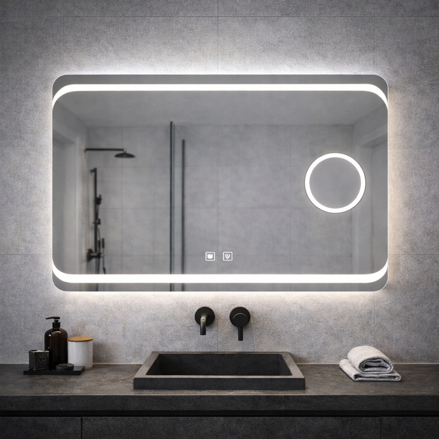 Rectangular LED mirror, 80x60cm, Stella Touch, Demisting System Mirrors Korman E Default Title Alessandro Design