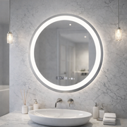 Round LED Mirror, Diameter 50cm, Celeste MotionGlow Marcello, De-fogging System, Clock & Thermometer, Dimmable, Warm Neutral Cold Light 3000K/4000K/6000K Marcello Mirrors Default Title Alessandro Design