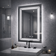 Rectangular LED Mirror, 60x80cm, Venezia Marcello MotionGlow Sensor, Defog System, Clock & Thermometer, Dimmable, Warm Neutral Cold Light 3000K/4000K/6000K Marcello Mirrors Default Title Alessandro Design