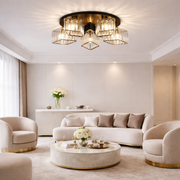 Lustra Clasica Moderna Sasha, LC117/5BK, 5x E27, Metal si Cristal, Negru, Abajur Lustre Clasice Default Title Alessandro Design