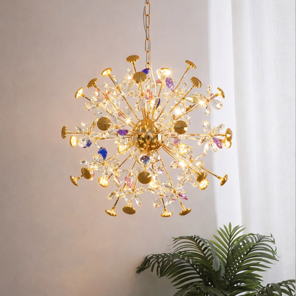 Candelabru Modern cu Cristal, FloraLux, 32xG4, Auriu si Cristale , 54.5cm, Inaltime Reglabila, Metal si Cristal Candelabre Cristal Default Title Alessandro Design