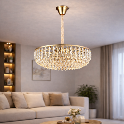 Candelabru Cristal CC1677/500GD, 9xE14, Auriu Lucios, Inaltime Reglabila, Metal si Cristal Candelabre Cristal Default Title Alessandro Design