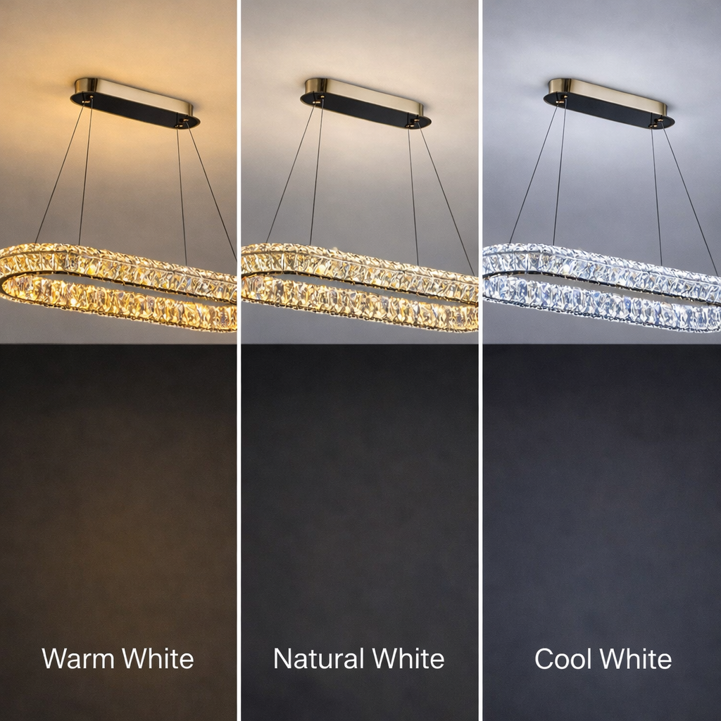 Lustra LED cu Telecomanda, LLC132/900X300GD, Cristal si Metal, 39W, 1 Cerc, Dimabila, Inaltime Reglabila, Lumina Rece/Calda/Neutra, Iluminat Luxos Lustre LED cu Telecomanda Default Title Alessandro Design