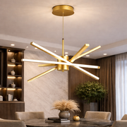 Lustra LED cu Telecomanda LT176/5GD, 69W, 5 Elemente, Lumina Rece/Clada/Neutra 3000K/4000K/6000K, Dimabila, Auriu, Inaltime Reglabila, Metal si Acril Lustre LED cu Telecomanda Default Title Alessandro Design