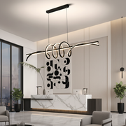 Suspended LED chandelier with remote control RIBBON 64W, Linear, Cold/Warm/Neutral light, Dimmable, Black, Height Adjustable LED Chandeliers with Remote Control Default Title Alessandro Design