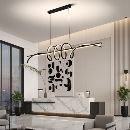 Suspended LED chandelier with remote control RIBBON 64W, Linear, Cold/Warm/Neutral light, Dimmable, Black, Height Adjustable LED Chandeliers with Remote Control Default Title Alessandro Design