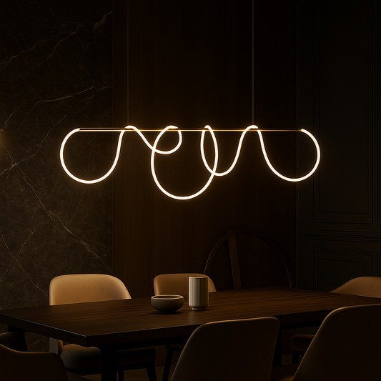 LED Chandelier DIVINO Gold 96W with Flexible Silicone Tube, 96W, 150cm - Adjustable Light 3000K/4000K/6000K Modern Chandeliers Default Title Alessandro Design