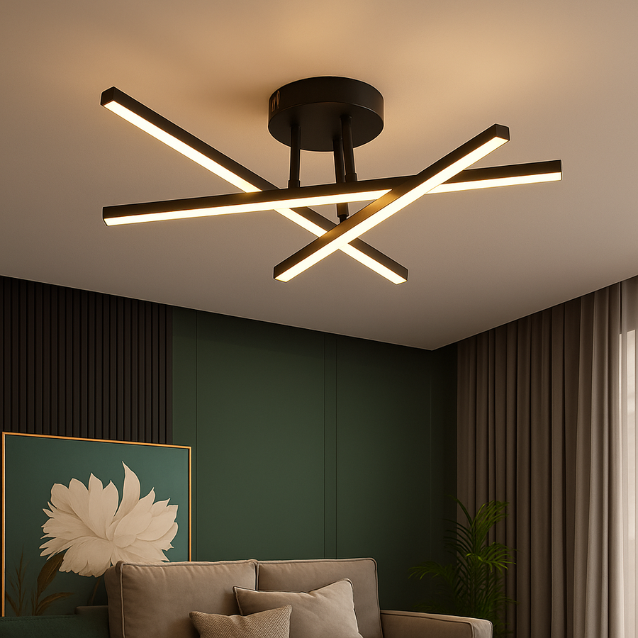 Lustra LED cu telecomanda 41W, 3 Elemente, Liniara, lumina Rece/Calda/Neutra, Dimabila, Negru Lustre LED cu Telecomanda Default Title Alessandro Design