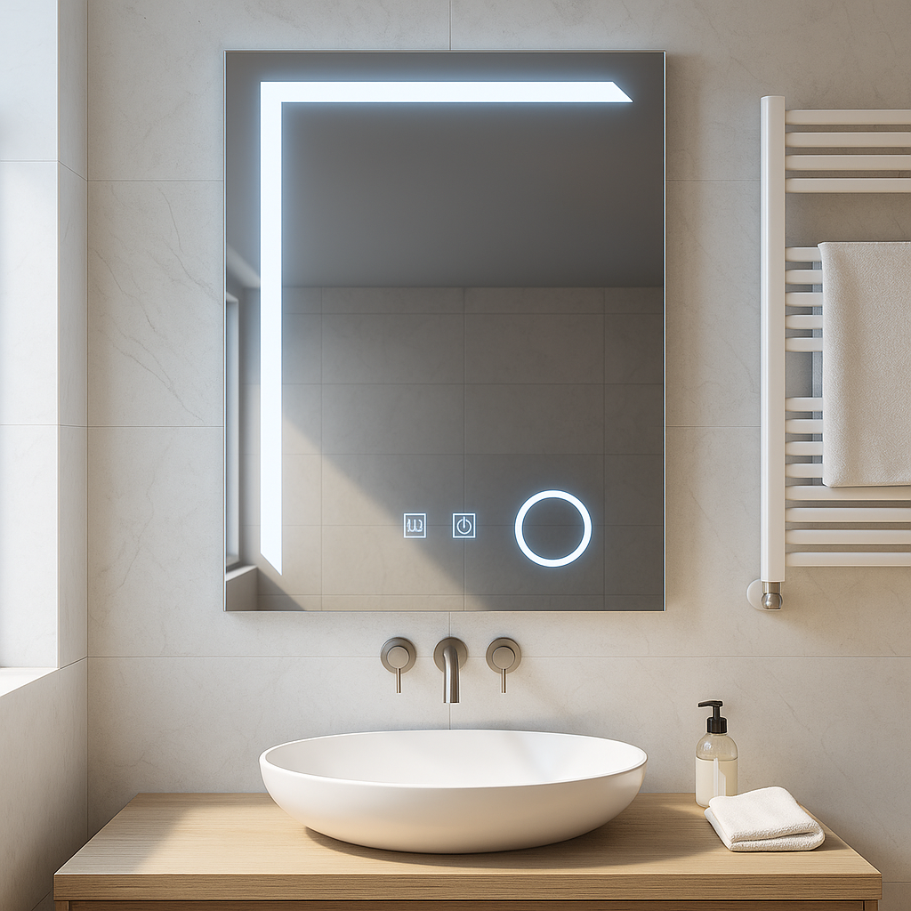 Rectangular LED Mirror, 60x80cm, Linea Touch, Demister System, Dimmable Mirrors Korman E Default Title Alessandro Design