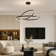 LED Suspended Chandelier PAGANO 47W, 3000K, 2 Circles, Black, Adjustable Height Modern Chandeliers Default Title Alessandro Design