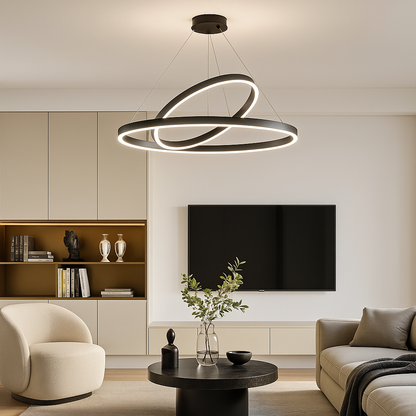 LED Suspended Chandelier PAGANO 47W, 3000K, 2 Circles, Black, Adjustable Height Modern Chandeliers Default Title Alessandro Design