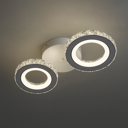LED chandelier with remote control and crystal NOVA ROTONDA 34W, 2 Circles, Cold/Warm/Neutral light, White Crystal LED Chandeliers Default Title Alessandro Design