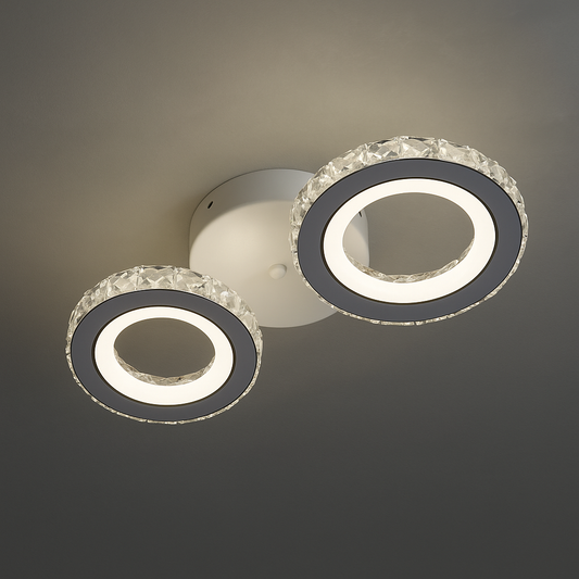 LED chandelier with remote control and crystal NOVA ROTONDA 34W, 2 Circles, Cold/Warm/Neutral light, White Crystal LED Chandeliers Default Title Alessandro Design