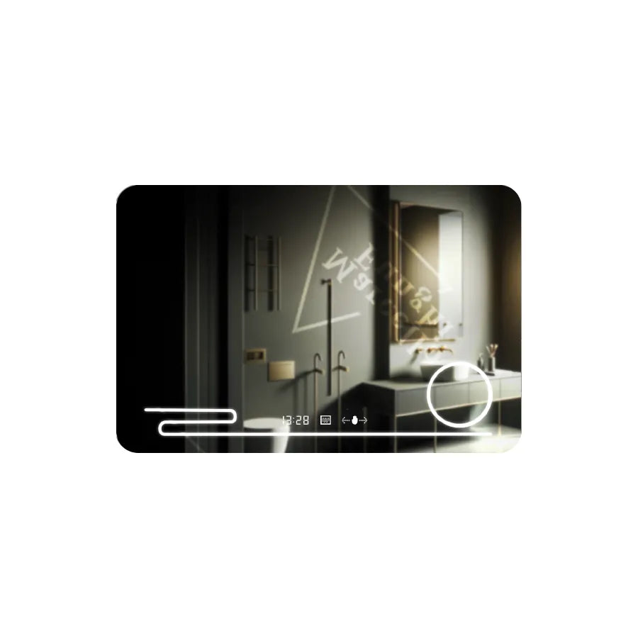 Rectangular LED Mirror, 100x60cm, Harmonie MotionGlow Marcello, De-fogging System, Clock & Thermometer, Cosmetic Magnifier, Dimable Marcello Mirrors Default Title Alessandro Design