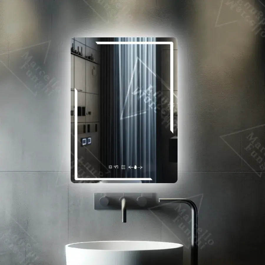 Rectangular LED mirror, 60x80cm, Rayonnement MotionGlow Marcello, Demisting System, Clock & Thermometer, Dimable Mirrors Marcello Default Title Alessandro Design