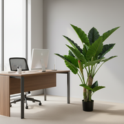 Plantă Artificială Tip Alocasia, 3 tulpini, 160 cm, Verde