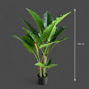 Plantă Artificială Tip Alocasia, 3 tulpini, 160 cm, Verde