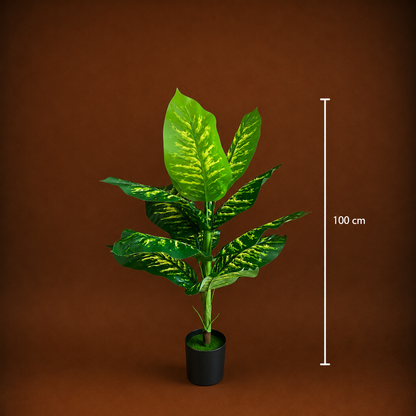 Plantă Artificială Tip Dieffenbachia, 100 cm, Verde