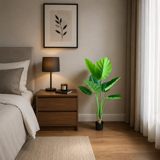 Plantă Artificială Tip Strelitzia, 130 cm, 9 frunze, Verde