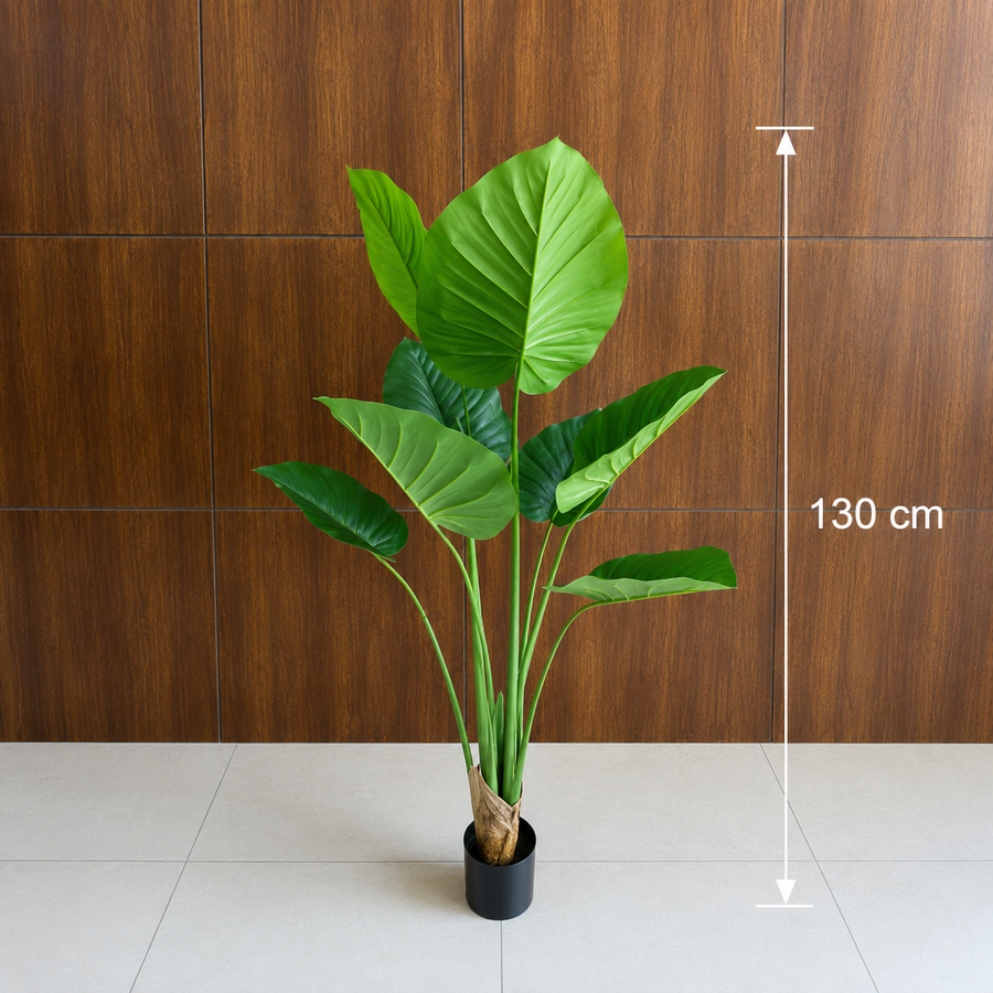 Plantă Artificială Tip Strelitzia, 130 cm, 9 frunze, Verde