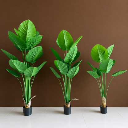 Plantă Artificială Tip Strelitzia, 130 cm, 9 frunze, Verde