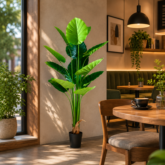 Plantă Artificială Tip Strelitzia, 180 cm, 15 frunze, Verde