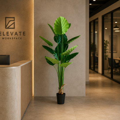Plantă Artificială Tip Strelitzia, 180 cm, 15 frunze, Verde