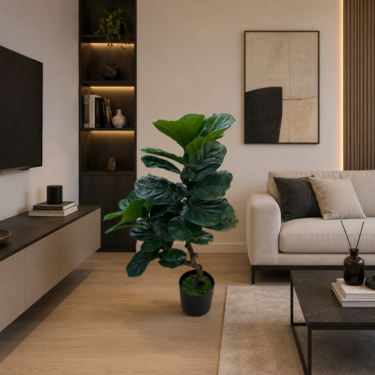 Planta Artificială Copac Tip Ficus, 2 Ramuri, 100 cm, Verde, cu Ghiveci