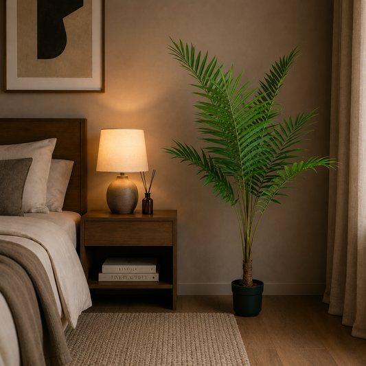 Planta Artificială Copac Tip Palmier Kentia, Cu Frunze Elegante, 160 cm, 7 frunze, Verde, cu Ghiveci