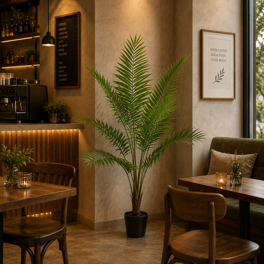 Planta Artificială Copac Tip Palmier Kentia, Cu Frunze Elegante, 180 cm, 10 frunze, Verde, cu Ghiveci
