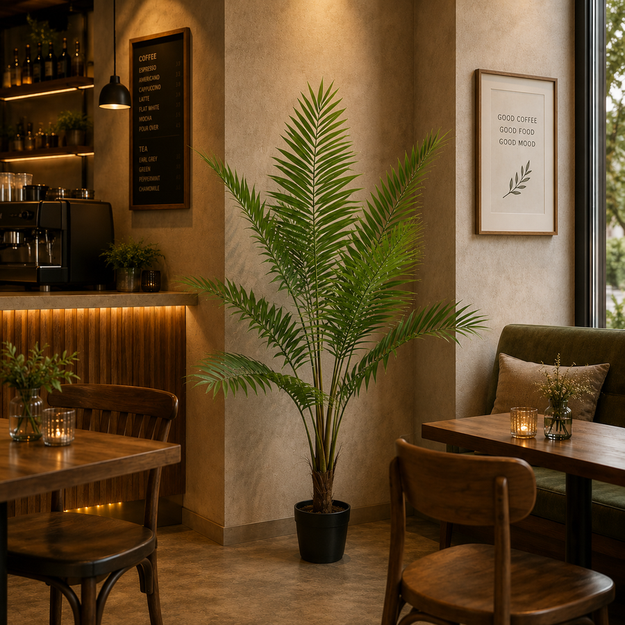 Planta Artificială Copac Tip Palmier Kentia, Cu Frunze Elegante, 180 cm, 10 frunze, Verde, cu Ghiveci
